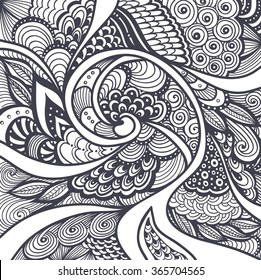 Abstract pattern or texture in Zen tangle  Zen doodle style black on white for coloring page or relax coloring book or wallpaper background or for decoration different things