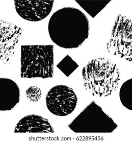 Abstract Pattern with textured shapes. Grunge Seamless pattern Design. 
