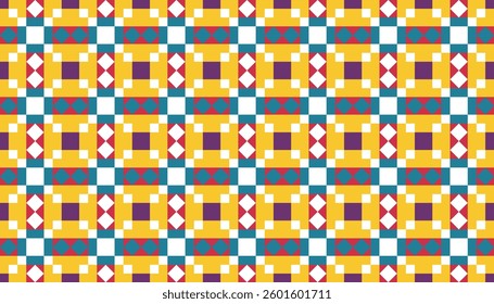 An abstract pattern that combines yellow, red, and blue, creating a harmonious visual appearance