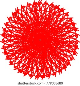 abstract pattern that looks like a red crocheted doily