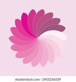 abstract pattern that resembles a flower or spiral, composed of layered semi-circular shapes in various shades