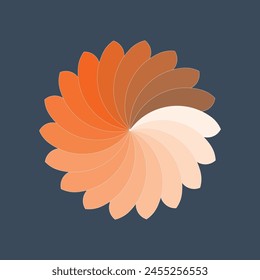 abstract pattern that resembles a flower or spiral, composed of layered semi-circular shapes in various shades