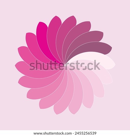 abstract pattern that resembles a flower or spiral, composed of layered semi-circular shapes in various shades
