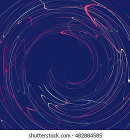 Abstract pattern with thin color strips. Simple vector graphic background with twirl thin lines