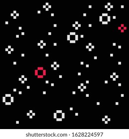 Abstract pattern, tile, pixel art style abstract seamless pattern texture background. Game design. Isolated vector 1-bit illustration.