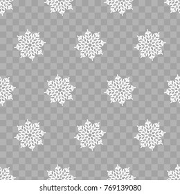 Abstract pattern of transparent falling snowflakes on translucent background. seamless Pattern for banner, greeting, Christmas and New Year card, invitation, postcard, paper packaging. Vector