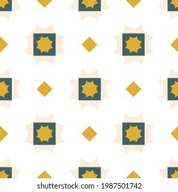 Abstract pattern in trending colors. Geometric shapes seamless pattern. Print for fabric, textile, decorative pillows, notebook covers, tile ornament. Vector graphics.