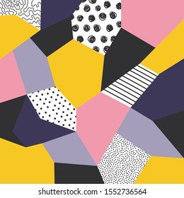 Abstract pattern with trendy hand drawn textures. Modern abstract design for paper, cover, fabric, interior decor and other users.
