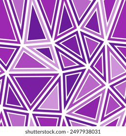 Abstract pattern of triangles. Big triangles size. Solid shapes in frames. Mono tone colored style. Repeatable pattern. Amazing vector tiles. Vivid Lavender Harmony.