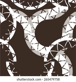 Abstract pattern of triangles and circles, seamless vector background.