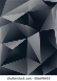 Abstract pattern of triangles consisting of dots. Fashion geometric monochrome print. Textured background. Vector illustration.