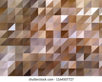Abstract pattern with triangles. Geometric background. Different shades of Golden and beige with gradient. Vector illustration.