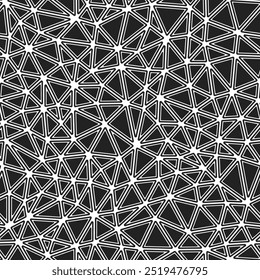 Padrão abstrato de triângulos. Formas sólidas arredondadas em quadros. Tamanho de triângulos compactos. Estilo preto e branco. Padrão repetido. Incríveis blocos vetoriais. Ilustração de vetor uniforme.