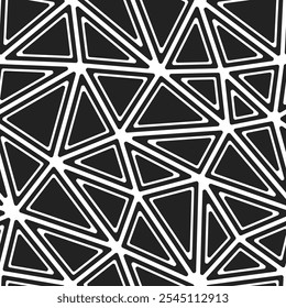 Patrón Abstractas de triángulos. Formas sólidas redondeadas en marcos. Grandes triángulos de tamaño. Estilo blanco y negro. Patrón repetible. Azulejos de Vector increíbles. Ilustración vectorial perfecta.