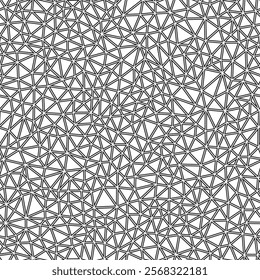 Abstract pattern of triangles. Tiny triangles size. Black and white style. Geometric shapes outlined. Repeatable pattern. Charcoal Contrast. Amazing vector tiles. Seamless vector illustration.