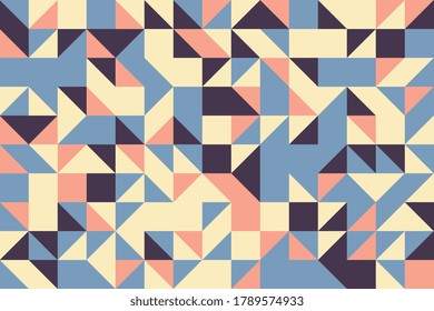 Abstract pattern with triangular and rectangle elements in flat vintage color palette. Geometric vector background easy to edit and customize. Eps10