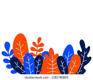 Abstract pattern with tropical leaves. Hand draw texture. Vector template.