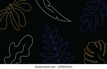Abstract pattern with tropical leaves. Hand draw texture. Vector template.
