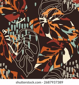 Patrón Abstractas con hojas tropicales. Ideal para Fondo de pantalla, texturas superficiales, textiles.