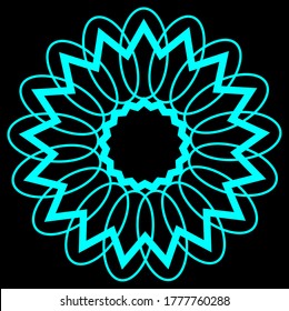 abstract pattern of turquoise green flower. isolating black background.  floral art