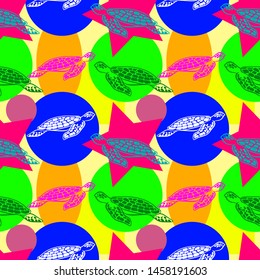Abstract pattern of turtles. Color geometric pattern