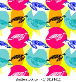 Abstract pattern of turtles. Color geometric pattern