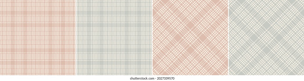 Abstract pattern tweed check in grey, pink, beige for dress, scarf, coat, jacket. Seamless tartan plaid background graphic vector for spring summer autumn winter fashion fabric print.
