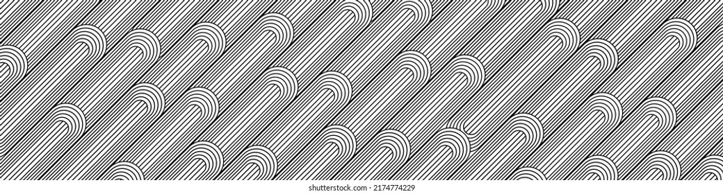 Abstract pattern with twisted lines. Linear tiling background. Modern gray abstract vector texture.