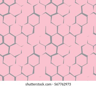 Abstract pattern of unequal cracks hexagons. Vector Wallpaper