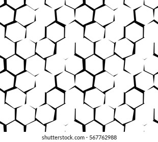 Abstract pattern of unequal cracks hexagons. Vector Wallpaper