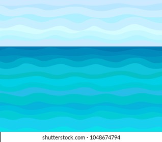 Abstract pattern. Universal sea landscape. Striped multicolored background with lines and waves. Universal geometric texture. Dinamic colored background. Lineal wallpaper. Decorative style. Line art