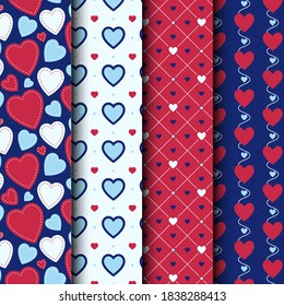 Abstract Pattern Valentine Theme With Love Shape Set Background