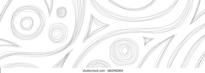 Abstract pattern, vector banner. Shades of gray, handmade.
