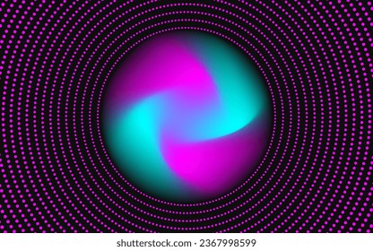 abstract pattern vector design with spiral shapes in purple and blue on black background. This pattern consists of a collection of dots arranged randomly, forming an interconnected spiral pattern