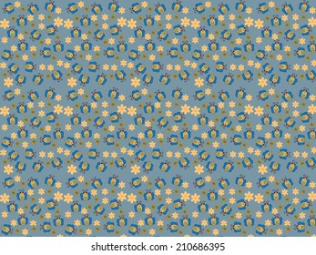 Abstract pattern vector file with bees and flower