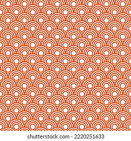 Abstract pattern vector illustration of several orange circles on a white background. Beautifully stacked Asian style water waves.