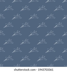 Abstract pattern with vector military planes. Light slate grey and light gray colors.