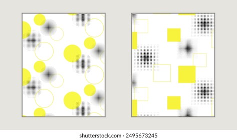 Abstract pattern vector polka dot pattern seamless circle square geometric shape white yellow black illustration 