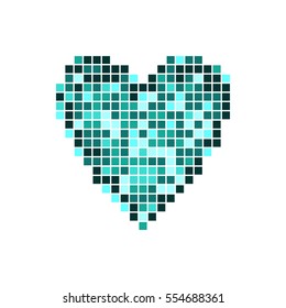 Abstract pattern. Vector shape of cold, cyan heart.