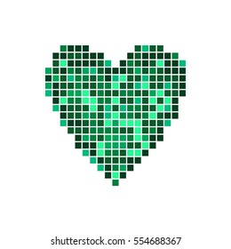 Abstract pattern. Vector shape of cold green heart.