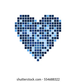 Abstract pattern. Vector shape of navy blue heart.