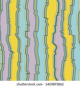 Abstract pattern with vertical curved lines. Background with uneven parallel stripes. Ornament in in bright colors.
