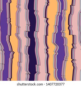 Abstract pattern with vertical curved lines. Background with uneven parallel stripes. Ornament in in bright colors.