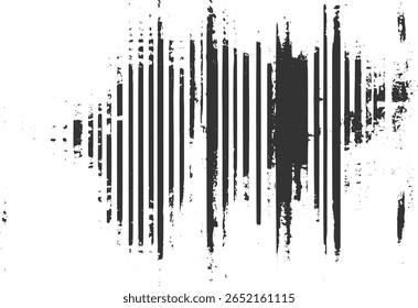 Padrão abstrato de linhas escuras verticais com um fundo branco angustiado e manchas escuras dispersas.