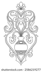 abstract pattern Vintage black lines on a white background.