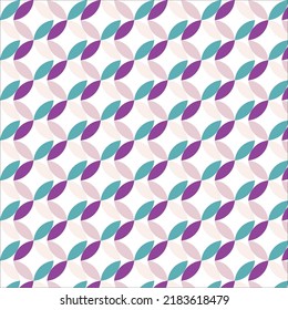 Abstract pattern of violet and green leaves arranged in rows on a white background. It is commonly used to make patterns on fabrics, shawls, tablecloths,bags, shirts, skirts, bed cover, vase,tile,diy.