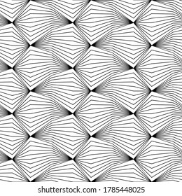 Abstract pattern with volumetric geometric shapes from lines. Image with optical illusion. Stock vector illustration.