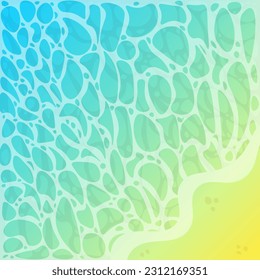 Abstract Pattern Water Ocean Sea Background Blue Waves Yellow Sand Beach Cartoon Vector Design