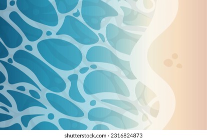 Abstract Pattern Water Ocean Sea Vertical Coast line Web Background Blue Waves Yellow Sand Beach Cartoon Vector Design
