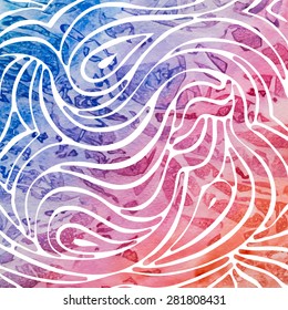Abstract pattern with watercolor background. Vector illustration